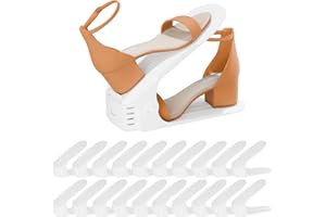 Yashong Shoe Slots Organizer, 20PCS Adjustable Double Layer Stack Shoe Rack, 50% Space-Saving Storage Rack Holder, White