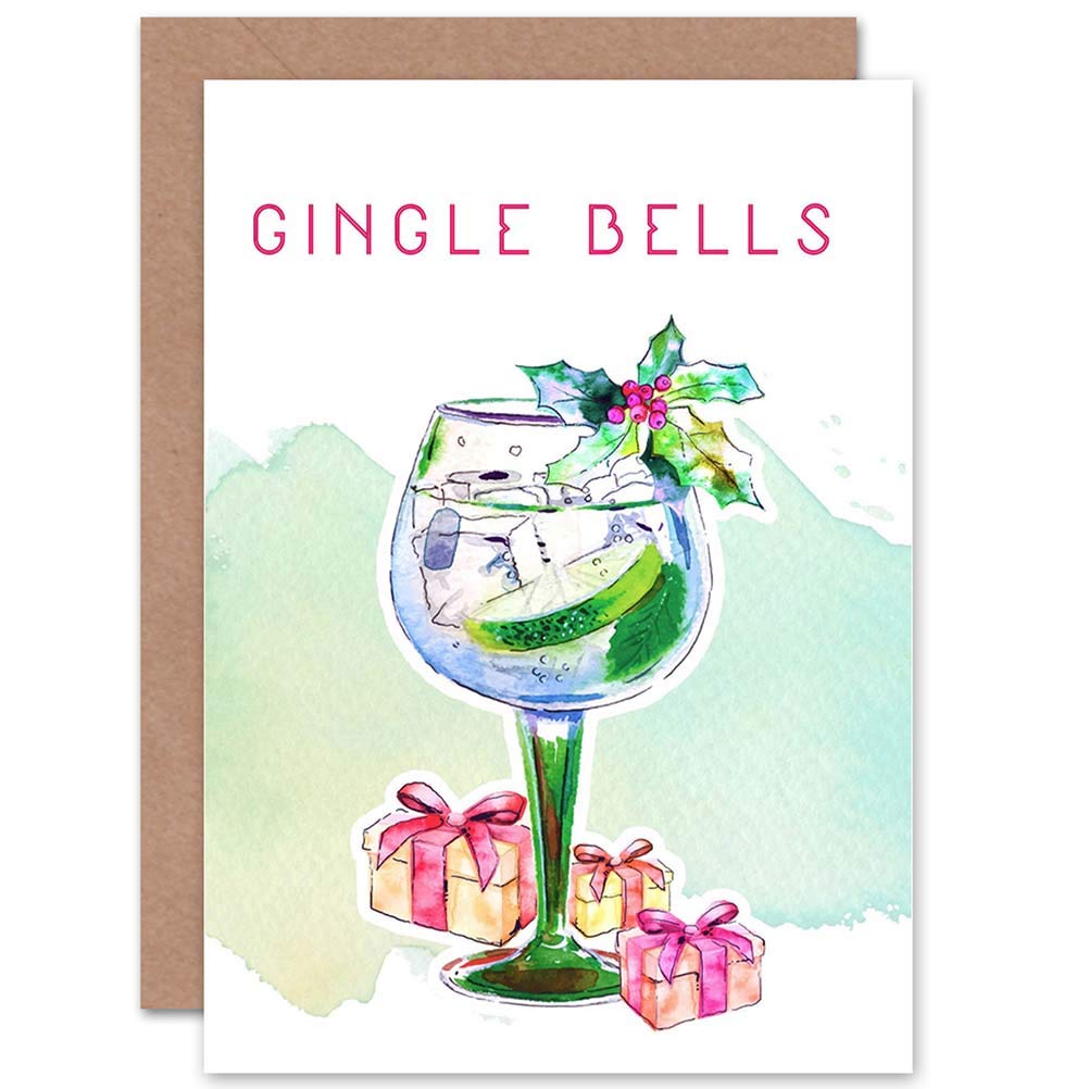 Wee Blue Coo CHRISTMAS JINGLE BELLS GIN PUN FUNNY ALCOHOL CARD CP3067
