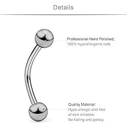 SCERRING 2PCS 16G G23 Titanium Curved Eyebrow