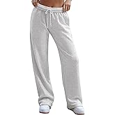 HeSaYep Women's Wide Leg Sweatpants 2025 Trendy Interior Drawstring Baggy Sweatpants High Waisted Casual Trousers Jogger Pant