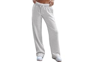HeSaYep Women's Wide Leg Sweatpants 2025 Trendy Interior Drawstring Baggy Sweatpants High Waisted Casual Trousers Jogger Pant