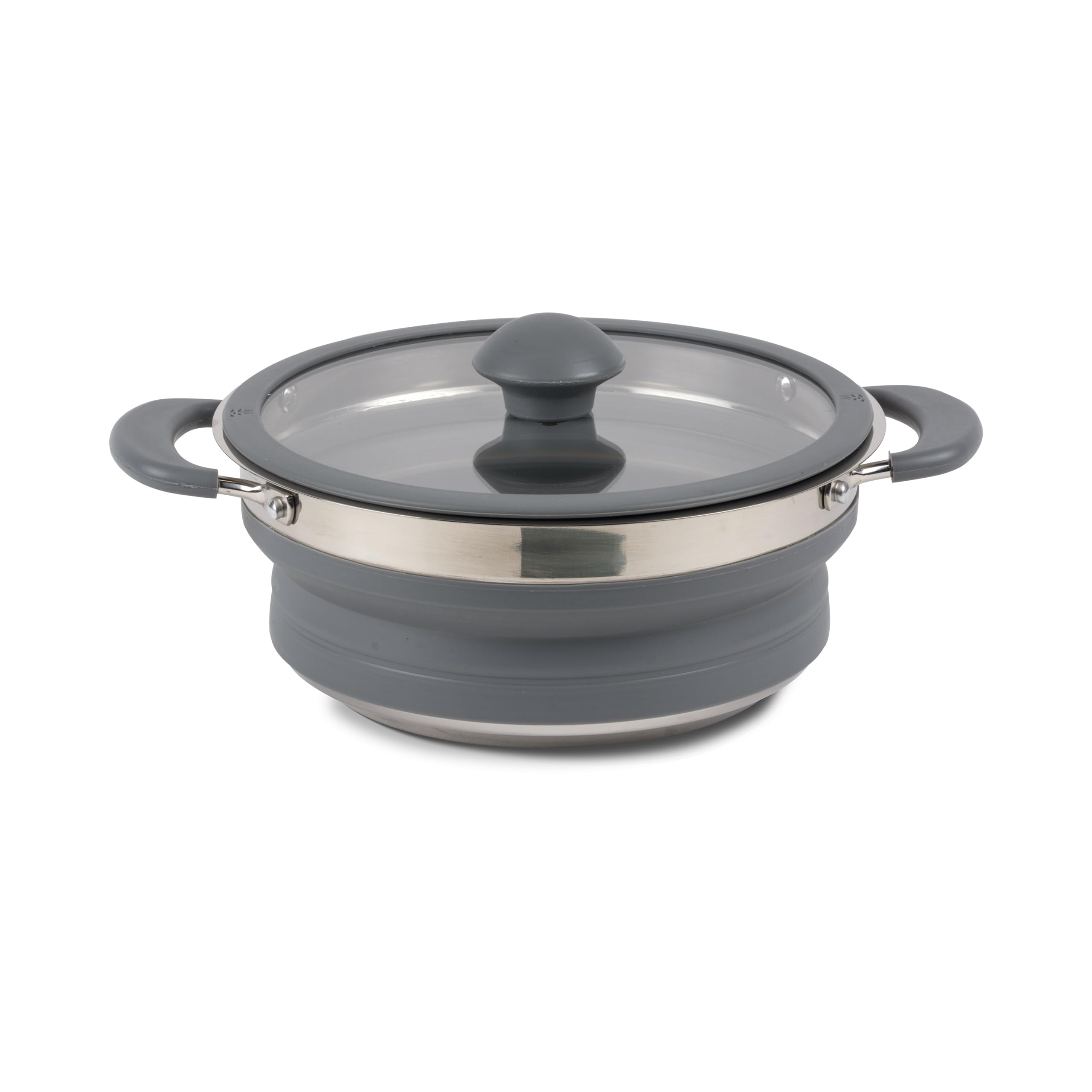 Kampa Folding Saucepan 1.5 Litre Grey Silicone & St/Stl