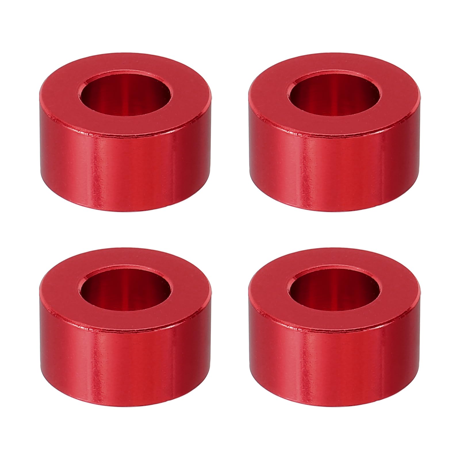 PATIKIL M8 Aluminum Spacer, 4 Pcs Metal Spacers Aluminum 8.2mm ID x 16mm OD x 8mm L Aluminum Spacer Screw Standoff Round for 1/3in or M8 Screw Bolts, Red
