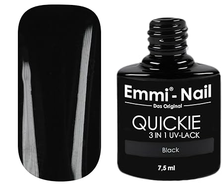 Emmi-Nail UV-Nagellack in glänzendem Schwarz, ohne Schwitzschicht, kein Unter- und Überlack erforderlich, besonders haltbar, 