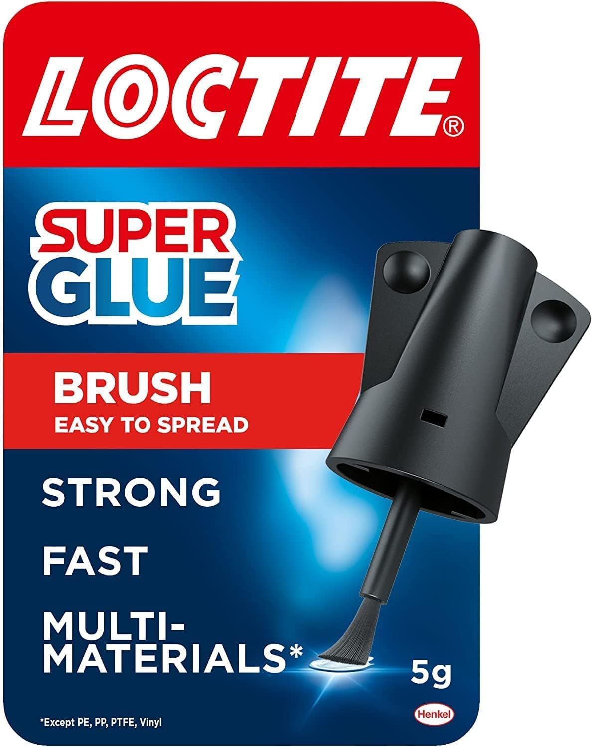 Loctite Super Glue Brush On, Superglue with Applicator Brush, Fast-Drying Clear Glue for Metal, Plastic and More, Easy-To-Use Strong Glue with Easy-Open Cap, 1x5g