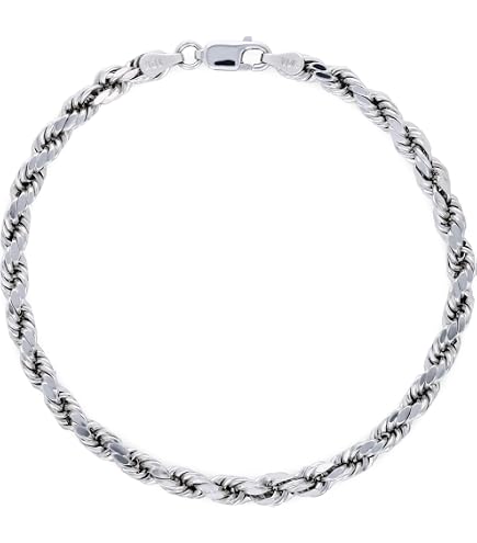 Amazon.com: Nuragold 14k Real White Gold Rope Chain Diamond Cut