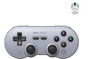 AKNES 8Bitdo SN30 Pro Bluetooth Controller, Hall Effect Joystick Update, Gaming Controller Compatible with Apple, Switch, Windows, Steam Deck, Android and Raspberry Pi - Gray Edition