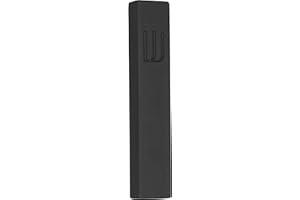 A&S Mezuzot Modern Concrete Mezuzah Case with Scroll, Easy Peel and Stick Mezuza (Black+ Engraved Shin, 7 Inches)