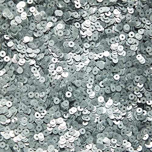 3mm Flat Round SEQUIN PAILLETTES ~ Silver Matte Silk Frost ~ Loose sequins. Embroidery, bridal, arts, crafts, embellishment. Made in USA.