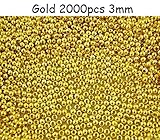 Smooth Polished Finish Metal Spacer Round Beads Tiny Ball Beads for (Gold 2000pcs 3mm)