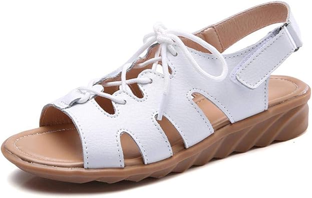 Amazon.com | Women Sandals Shoes Genuine Leather Lace Up Flat Heels Sandals Casual Shoes Women 