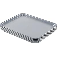 Vcansay Plastic Rectangle Fast Food Trays, 17.2" x 13.38" Restaurant Serving Trays, Grey, 6 Packs