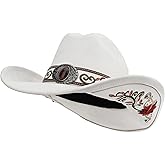 Melesh Western Cowboy Hat for Men and Women, Shapeable Big Wide Brim Cowgirl Hat with Embroidery