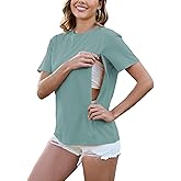 Ecavus Women's Nursing Shirts for Breastfeeding with Hidden Zipper Soft Breastfeeding Tops for Women