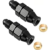 EVIL ENERGY 6AN Male to 3/8" Hardline Compression Fitting Adapter Aluminum Black 2PCS
