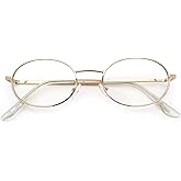 SA106 Classic Retro Oval Round Metal Rim Clear Lens Eyeglasses Gold - Clear