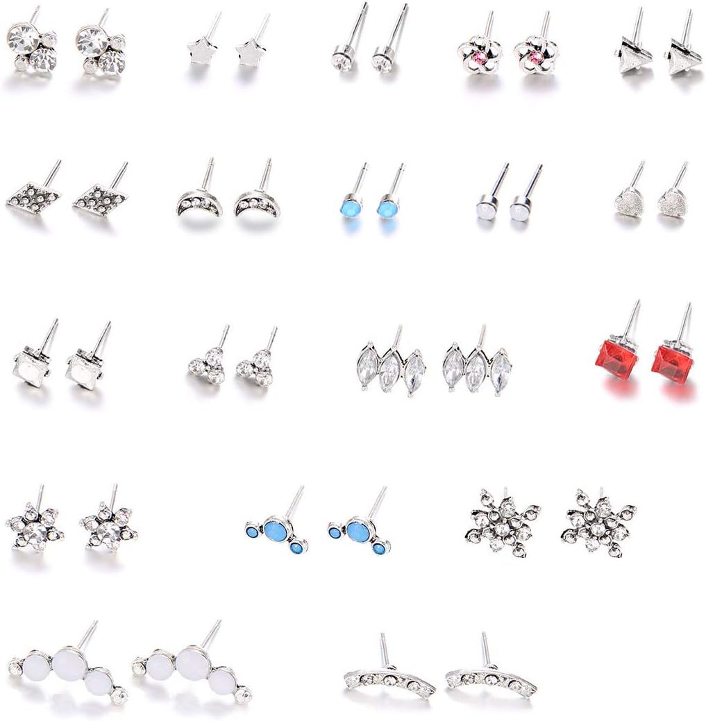 MEYFANCY Multiple Stud Hypoallergenic Earrings Set, Boho Vintage Dangle Ear Ring, Bohemian Ear Piercing Jewelry … (Set-07 19 Pairs)