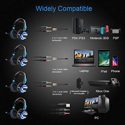 image for NiceWell Gaming Headset for PS4 Xbox One PC Game Headphone with LED Li