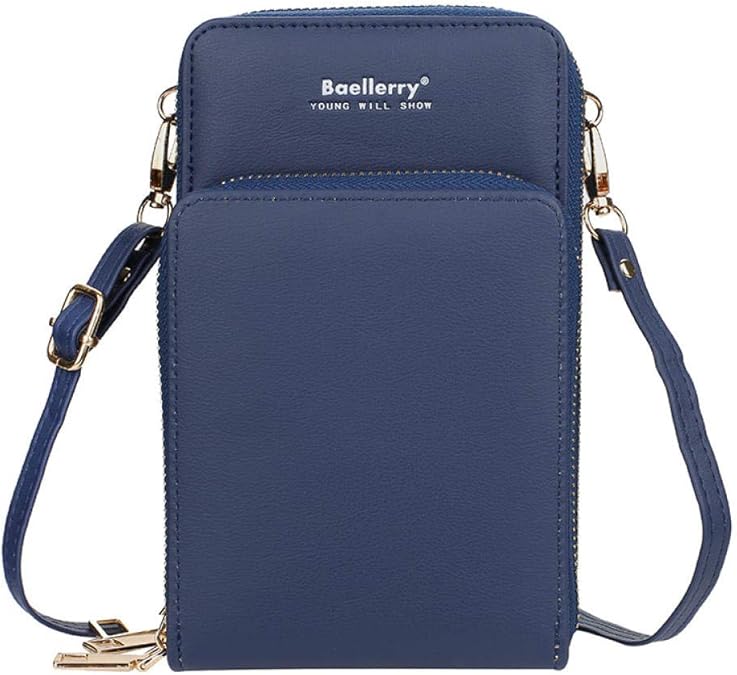 Borsa A Tracolla Per Cellulare Donna - Piccola E Pratica In Cotone Blu Con Motivi Floreali Per IPhone E Samsung