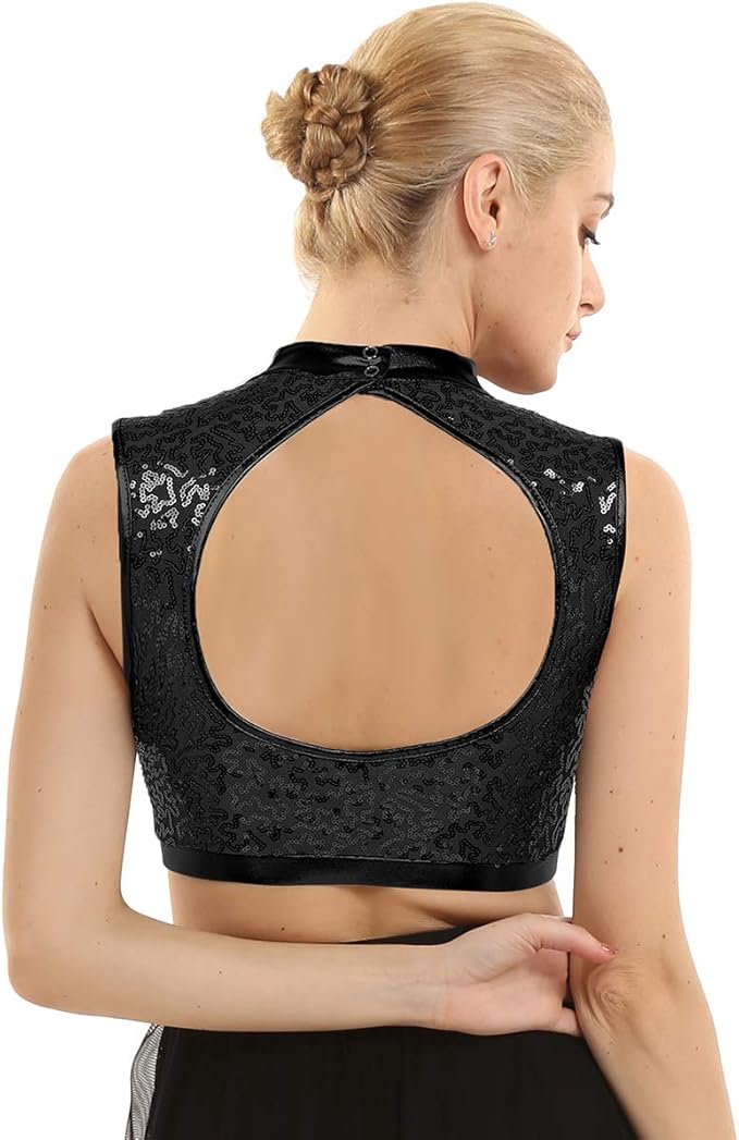 Conjunto Crop Top Y Minifalda Brillante Para Mujer - Ideal Para Fiestas, Clubes Y Baile, Tejido Elástico Y Sexy