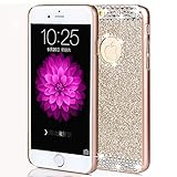 iphone 7 Plus Case,ARSUE (TM) Luxury Hybrid Beauty Crystal Rhinestone With Gold Sparkle Glitter PC Hard Protective Diamond Case Cover For iphone 7 Plus [5.5inch] (Gold / Bling)