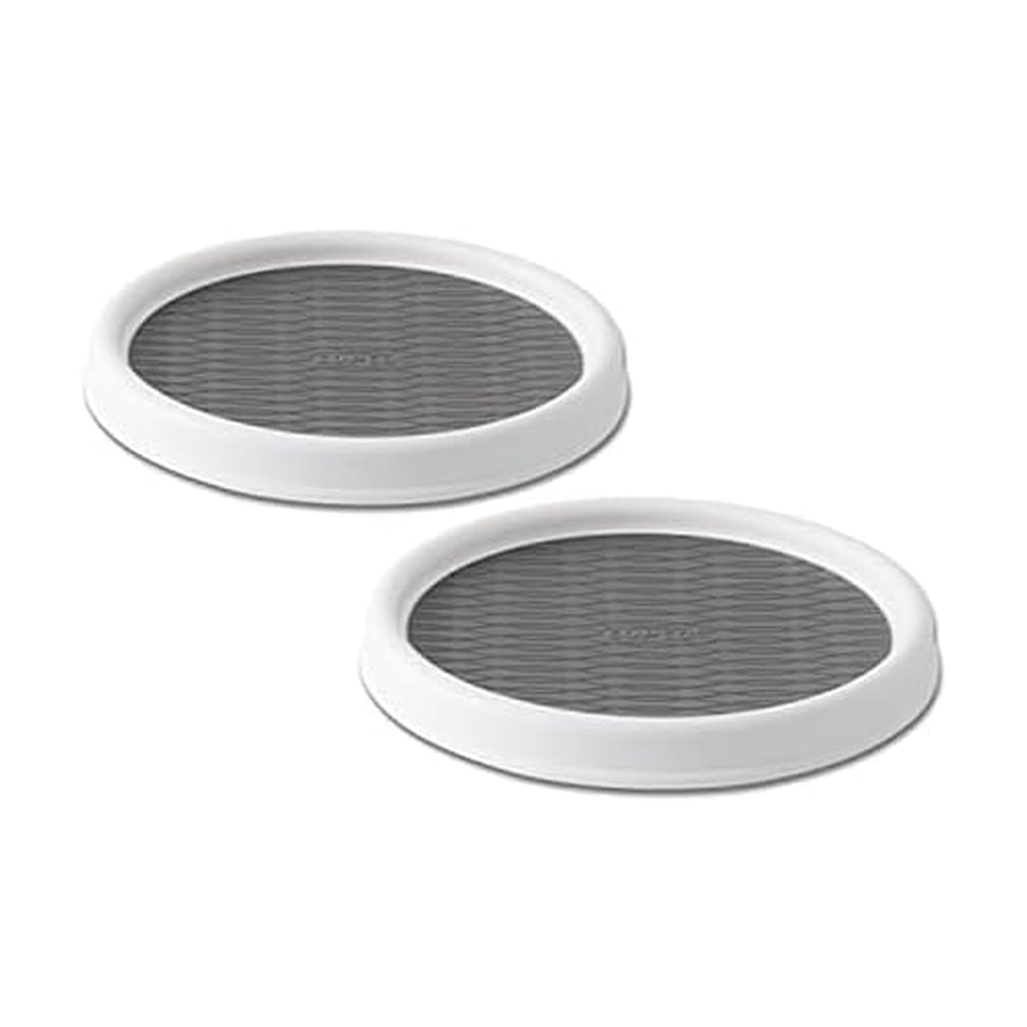 Photo 1 of Copco 9 Inch Non Skid Pantry Cabinet Lazy Susan Turntable, Set of 2, Spinning Organizer for Kitchen, Countertop, or Bathroom, White and Gray