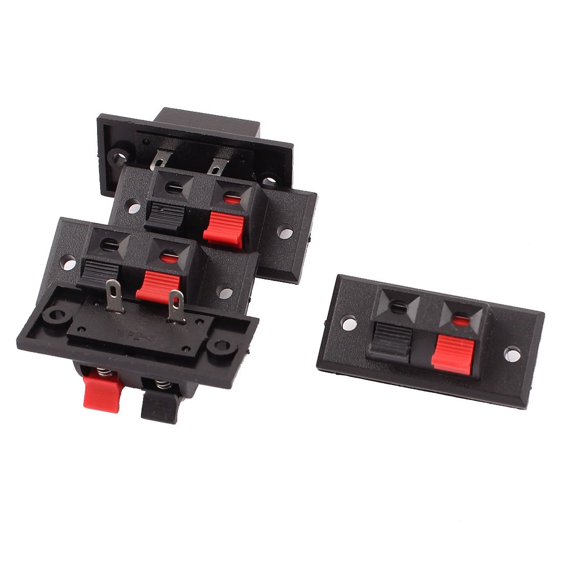 sourcing map 5pcs 2 Way Push Release Connector Plate Speaker Terminal Strip Block