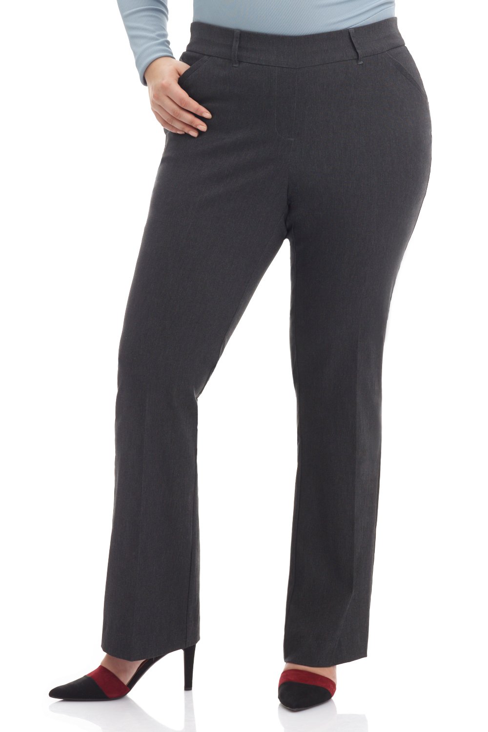 Rekucci Curvy Woman Ease into Comfort Barely Bootcut Plus Size Pant