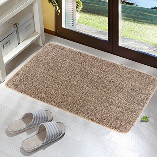 Kernorv Super Absorbs Mud Room Rug Non-Slip Dirt Trapper Mat Indoor Doormat Dirt Trapper Floor Mats 18"x 28" Shoes Scraper Cotton Entrance Rug for Bedroom Living Room (Brown) - Thumbnail 7