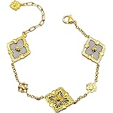 KBBYT Gold Bracelets for Women Clover Charm Bracelet 16K Gold Plated Dainty Chain Clover Bracelet Jewelry Gifts for Women