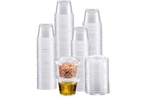Zeml Portion Cups with Lids (1 Ounces, 200 Pack) | Disposable Plastic Cups for Meal Prep, Portion Control, Salad Dressing, Jello Shots, Slime & Medicine | Premium Small Plastic Condiment Container