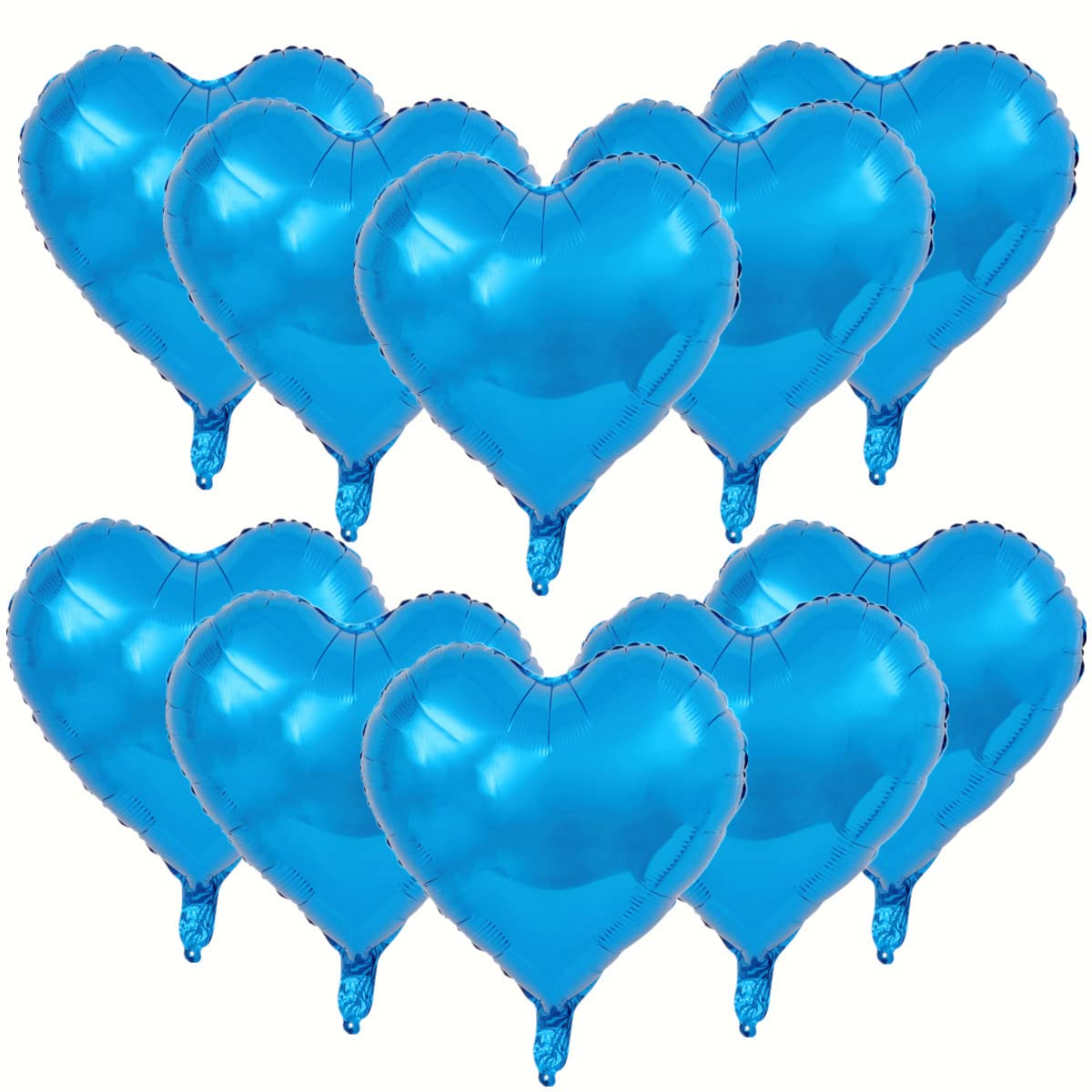 Zhiheng 10pcs Blue Heart Balloos for Party Decoration,18inch Heart Shaped Foil Balloons for Birthday,Christmas,Graduation,Wedding Party Accessories