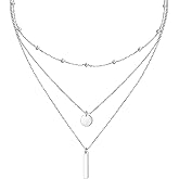 DAOCHONG Valentines Day Gifts S925 Sterling Silver Multilayer Layered Triple Long Chain Pendant Necklace for Women Jewelry