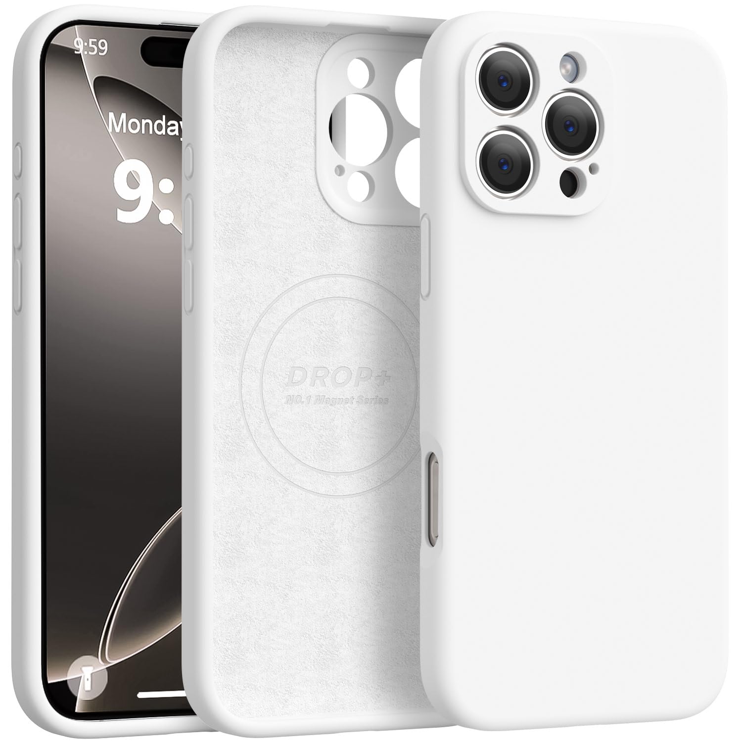 Photo 1 of Ktele Magnetic for iPhone 16 Pro Max Case [Compatible with Magsafe] [Premium Silicone Satin-Smooth Touch] Slim Shockproof Anti-Scratch Microfiber Lining Case, 6.9 inch, White