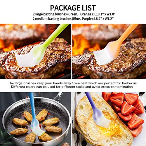 Basting Brush Silicone Pastry Brush Set of 4 Cooking Brushes Baste Oil Butter Sauce Marinades for BBQ Grill Barbeque Kitchen Baking Pastries Cakes Desserts Meat, Heat Resistant, Dishwasher Safe - Thumbnail 5