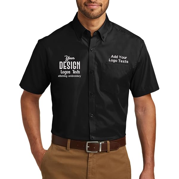 Amazon.com: Custom Short Sleeve Embroidered Button Up Shirts for