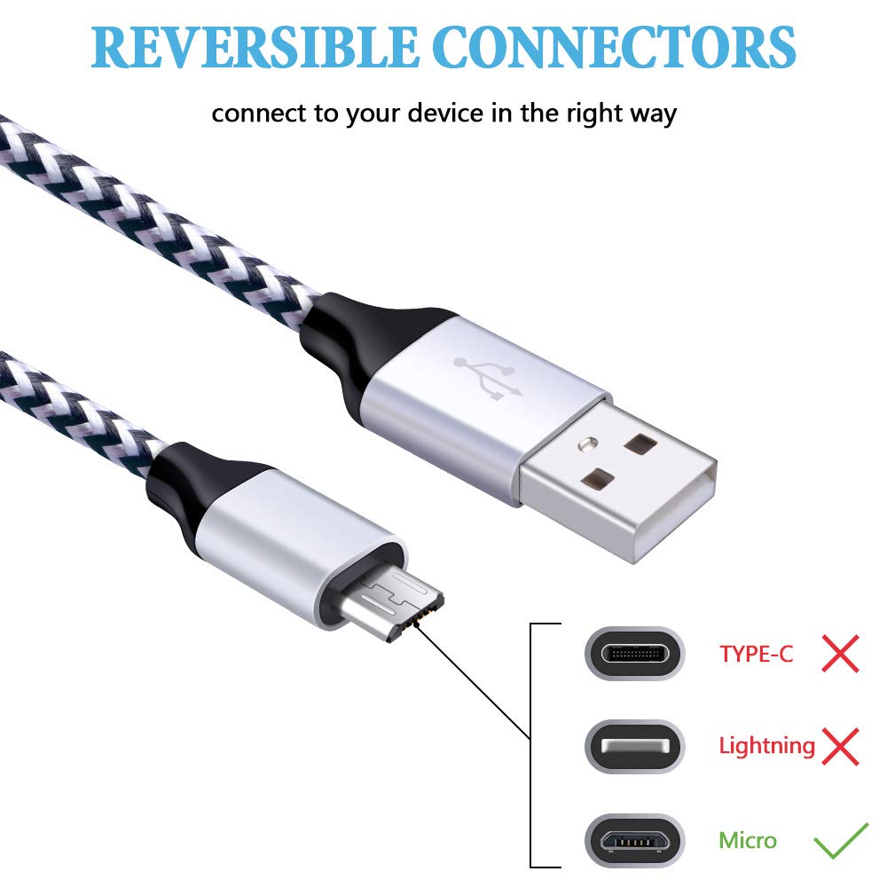 Fast Wall Charger Adapter with Android Micro USB Cable Plug Cube Compatible Samsung Galaxy J8 J7 Sky Pro Perx Star, J7V Prime, j3 Emerge, Luna Pro Eclipse Mission, On5/On7/On8/S3/J6/J2, 6 FT Cord