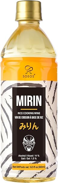 SOEOS MIRIN, JAPANESE COOKING WINE, 16.9 FL OZ (PACK OF 1), MIRIN RICE WINE, AUTHENTIC NATURAL SUGAR SWEET RICE COOKING WINE FOR COOKING, CONDIMENTS, SEASONING HOMEMADE SAUCES, JAPANESE SEASONING