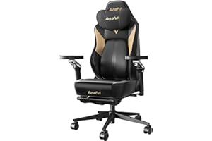 AutoFull M6 Gaming Chair, Ventilated and Heated Seat Gaming Chair with 360° Adjustable Armrest, AUTO Dynamic Tracking Lumbar Support Ergonomic Office Chair with Footrest, Black