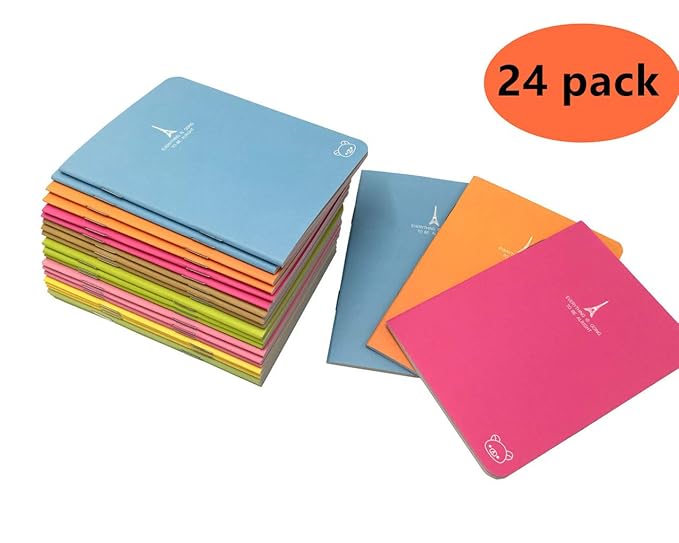 Yansanido Pack of 24 Pocket Pal Super Mini Journals Portable Steno Note Books Mini NoteBooks