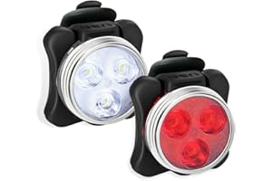 USB Rechargeable Bike Light Set, Super Bright Front Headlight and Rear LED Bicycle Light, 4 Light Mode Options, Water Resista