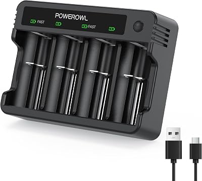 POWEROWL Universal Battery Charger for AA AAA C D - USB Fast Charging