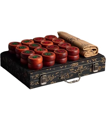 Jeu d'échecs Chinois Traditionnel Xiangqi, Jeu de société de Voyage Portable avec pièces en wengé, échiquier en Cuir et boîte de Rangement(Wooden Box,4.3cm/1.7in Jeu d'échecs Chinois Traditionnel Xiangqi, Jeu de société de Voyage Portable avec pièces en wengé, échiquier en Cuir et boîte de Rangement(Wooden Box,4.3cm/1.7in