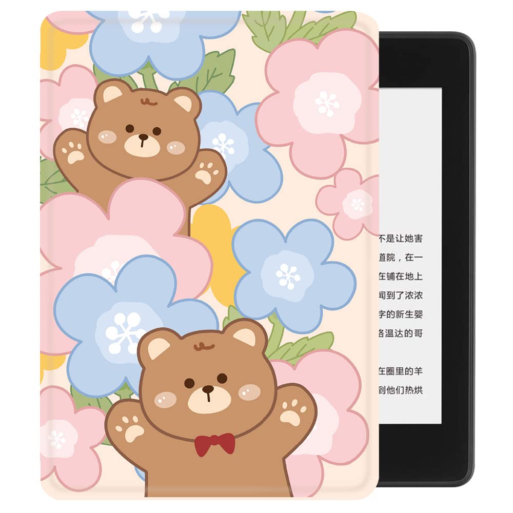 Youngme Case for All-New Kindle (2022 Release) with Hand Strap - Leather Cover Auto Sleep/Wake for 6" Kindle (11th Generation) - 2022 Release (Bear)