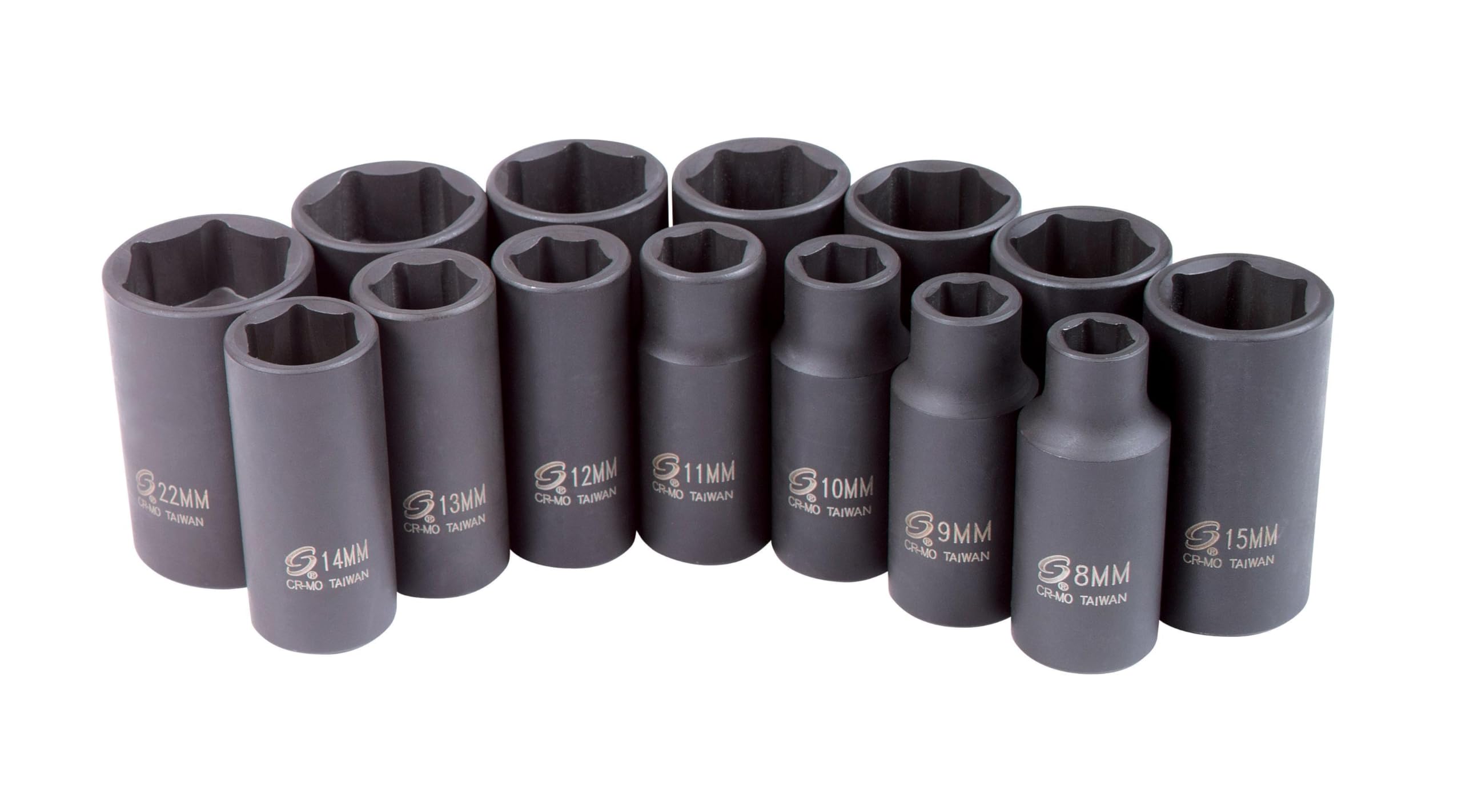 SUNEX Tools 3328 SUNEX Tools 3328 3/8-Inch Drive Metric Mid-Depth Impact Socket Set, 14-Piece