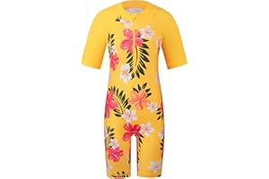 BAOHULU Girls Rash Guard Swimsuits One Piece Bathing Suit UPF 50+ Sunsuit Quick Dry Kids Zipper Beach Swimwear 2-12Y