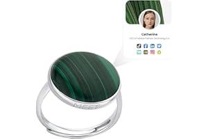 totwoo Smart NFC Ring -Stylish Digital Business Card |925 Sterling Silver Black Agate/Malachite Gemstone Ring Gift for Women | Instantly Share Contact Info, Social Media for iPhone and Android - Tap to Share