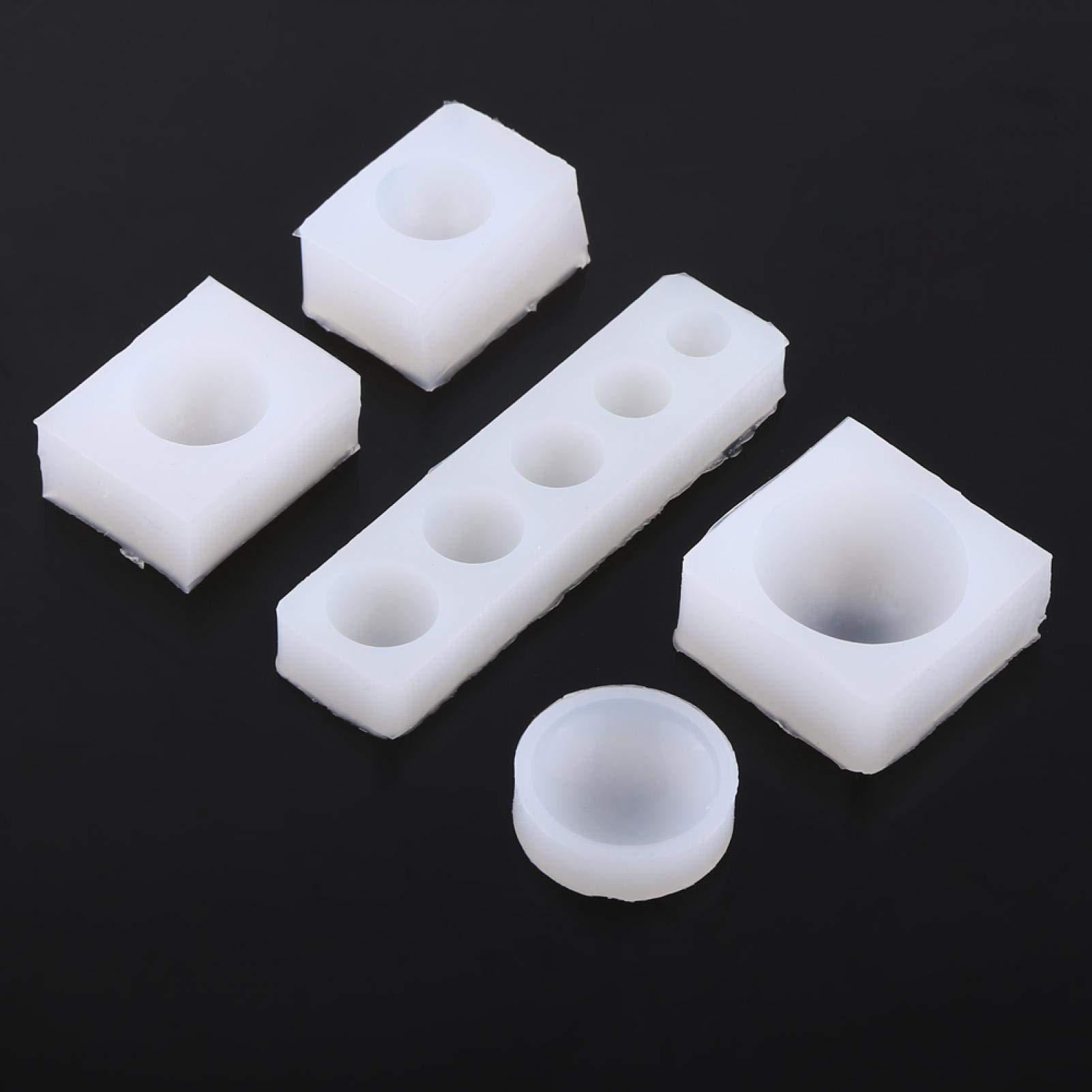 5Pcs Silicone Mould, Transparent Half Round Mold DIY Art Casting Mold Crystal Molds Jewelry Pendants Mould for Making Resin Casting Crafts Decoration