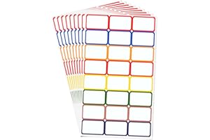 480 Pack Colorful Blank Name Tag Stickers, 20 Sheets Self-Adhesive Rectangle Labels (36mm x 22mm) for Home, Office & School C