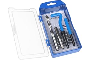 JMMRRR 30PC SAE Thread Repair Kit 3/8-16 inch HSS Drill Helicoil Repair Kit for Internal Screw Holes Repairing (Blue)